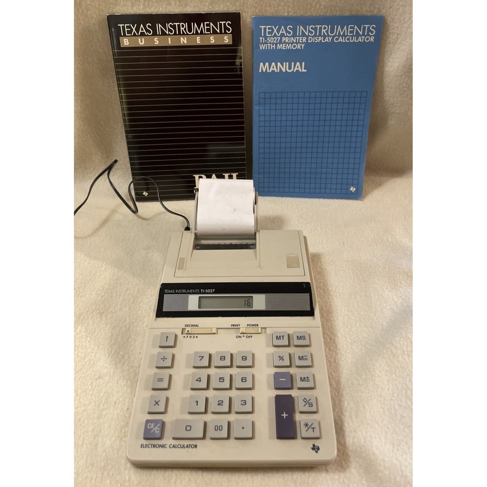 Vtg 1984 Texas Instruments TI-5027 Calculator with Manual & Guide *WON'T PRINT**